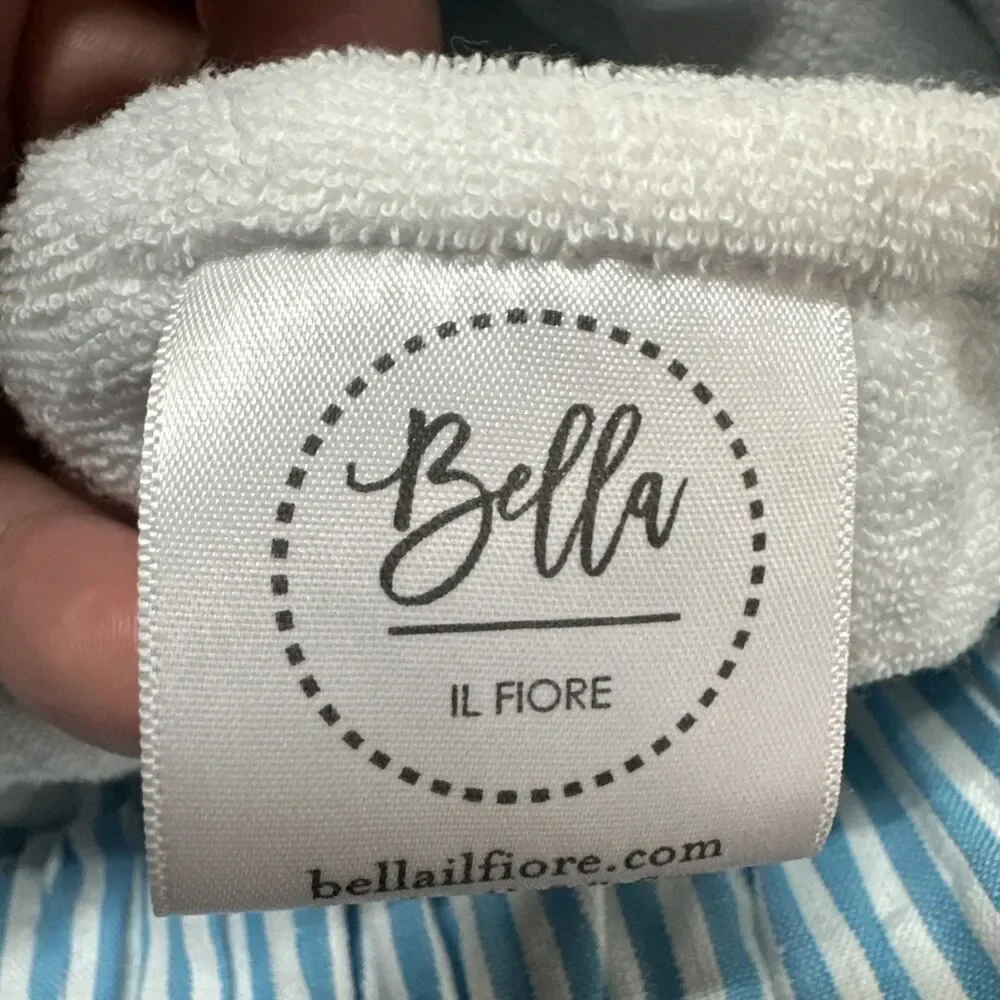 Bella 100% Cotton Blue White Striped Seersucker Spa Wrap Bath Womens O/S Towel